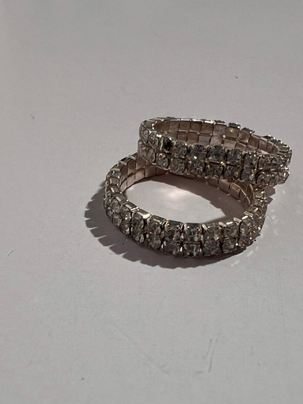 Set of 2 Silver-Tone Rhinestone Stretch Rings - Picture 6 of 10